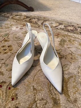 Zara Ivory Pointed Slingback Heels